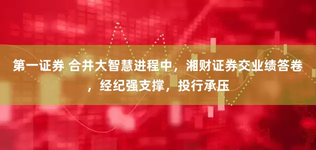 第一证券 合并大智慧进程中，湘财证券交业绩答卷，经纪强支撑，投行承压